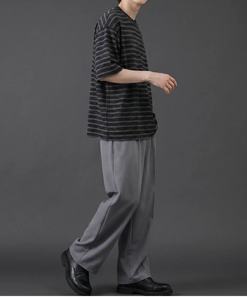 revertical（リバーティカル）の「フェードボーダー クルーネックTシャツ／グラデーション 半袖カットソー（Tシャツ/カットソー・メンズ・ベージュ/ブラック・MEDIUM/LARGE）」の5枚目の写真