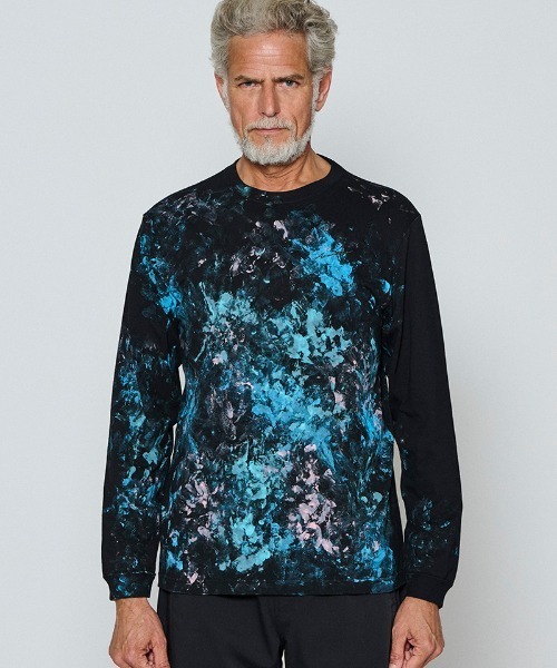 ACANTHUS(アカンサス)の「mlt5695-Abstract paint L-S Tee ロングスリーブTシャツ(CT2611)(Tシャツ/カットソー・メンズ・ブラック/ホワイト・XL/L/M/S)」の2枚目の写真