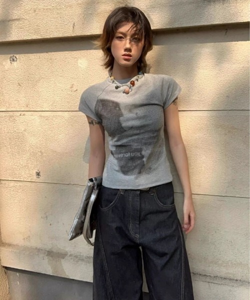 Ritzy(リッツィー)の「フォトプリントコンパクトTシャツ(Tシャツ/カットソー・レディース・ホワイト/グレー・L/M/S/XL)」の16枚目の写真