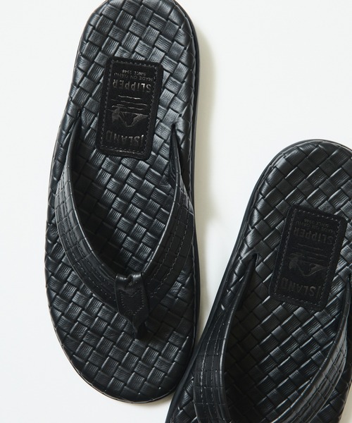 定番❗️アイランドスリッパ トングサンダル レザー 本革 ブラック 9 27cm 別注】ISLAND SLIPPER / レザー トング サンダル（サンダル）｜ISLAND