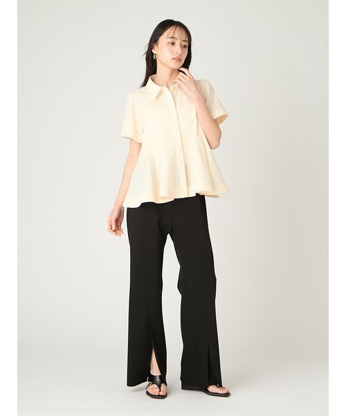 FRAY I.D（フレイアイディー）の「【LUMISHADE】ペプラムシャツ／ウォッシャブル・UVカット・防シワ・接触冷感（シャツ/ブラウス・レディース・イエロー/ネイビー/ホワイト・F）」の13枚目の写真
