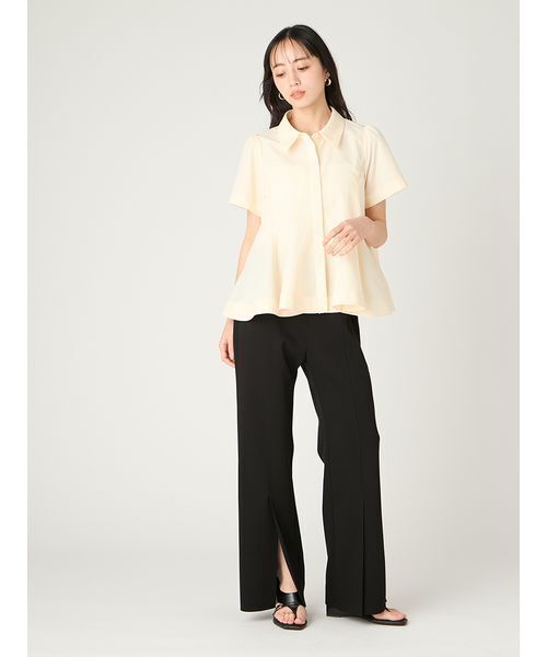 FRAY I.D（フレイアイディー）の「【LUMISHADE】ペプラムシャツ／ウォッシャブル・UVカット・防シワ・接触冷感（シャツ/ブラウス・レディース・イエロー/ネイビー/ホワイト・F）」の14枚目の写真
