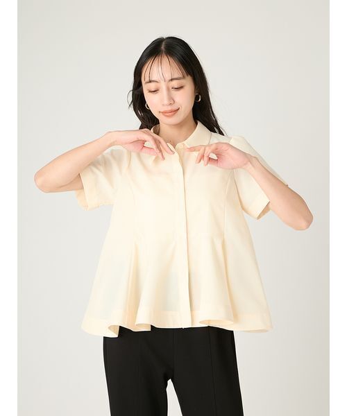 FRAY I.D（フレイアイディー）の「【LUMISHADE】ペプラムシャツ／ウォッシャブル・UVカット・防シワ・接触冷感（シャツ/ブラウス・レディース・イエロー/ネイビー/ホワイト・F）」の16枚目の写真