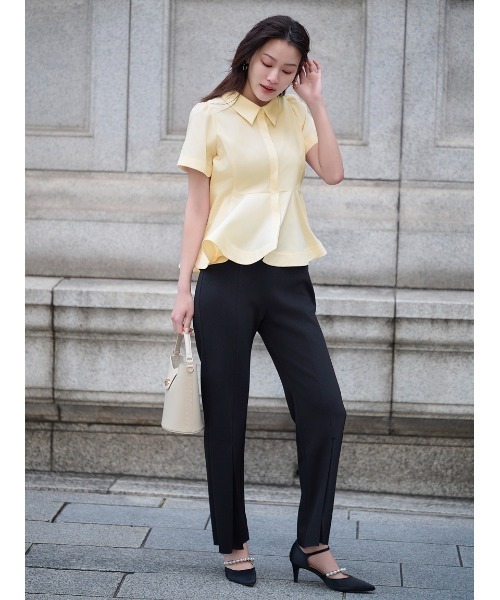 FRAY I.D（フレイアイディー）の「【LUMISHADE】ペプラムシャツ／ウォッシャブル・UVカット・防シワ・接触冷感（シャツ/ブラウス・レディース・イエロー/ネイビー/ホワイト・F）」の17枚目の写真