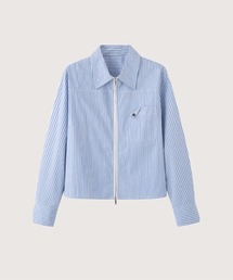 Cropped Zip Stripe Shirt