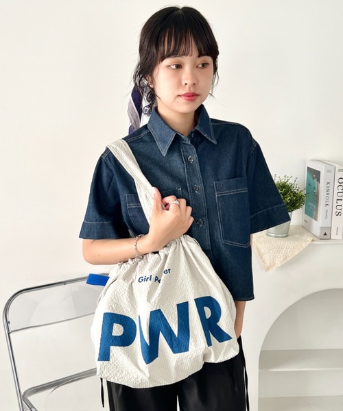 wears(ウェアーズ)の「【A4収納可】ビッグロゴナイロントートバッグ ドローストリングバッグ(トートバッグ・レディース・イエロー/ブルー/グリーン/グレー・FREE)」の18枚目の写真