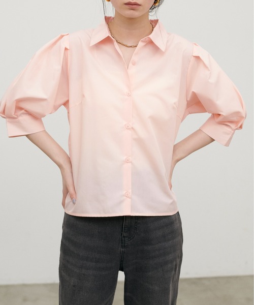 LARUTA（ラルータ）の「【LARUTA】［Web限定］ボリュームスリーブクロップドブラウス（シャツ/ブラウス・レディース・ピンク/ブラック/オフホワイト/ブルー・FREE）」の11枚目の写真
