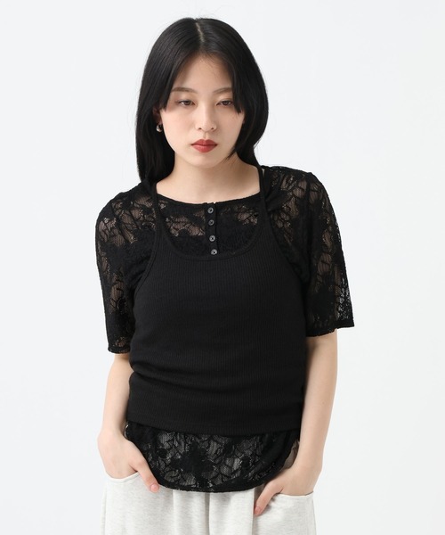 JEANASIS(ジーナシス)の「ヘンリーレースSS TEE/782882(Tシャツ/カットソー・レディース・ブラック/ホワイト・FREE)」の16枚目の写真