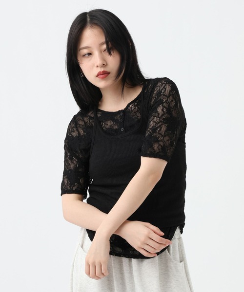 JEANASIS(ジーナシス)の「ヘンリーレースSS TEE/782882(Tシャツ/カットソー・レディース・ブラック/ホワイト・FREE)」の17枚目の写真