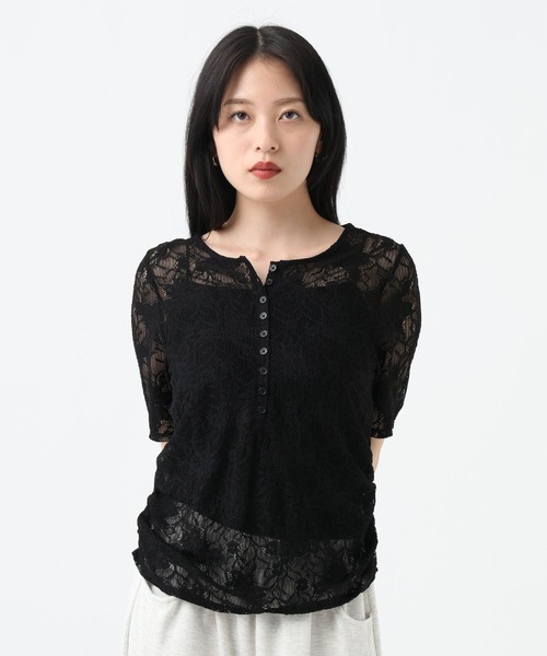 JEANASIS(ジーナシス)の「ヘンリーレースSS TEE/782882(Tシャツ/カットソー・レディース・ブラック/ホワイト・FREE)」の19枚目の写真