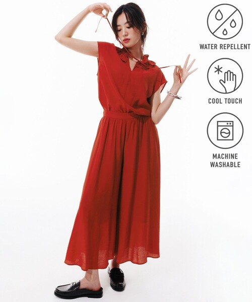 UNFILO(アンフィーロ)の「【WEB限定カラー】ヴィンテージシアー ギャザーワイドパンツ(その他パンツ・レディース・ブラウン系/ブラック系1/ブラック系/ベージュ系/ダルブルー系/レッド系・X-LARGE)」の6枚目の写真