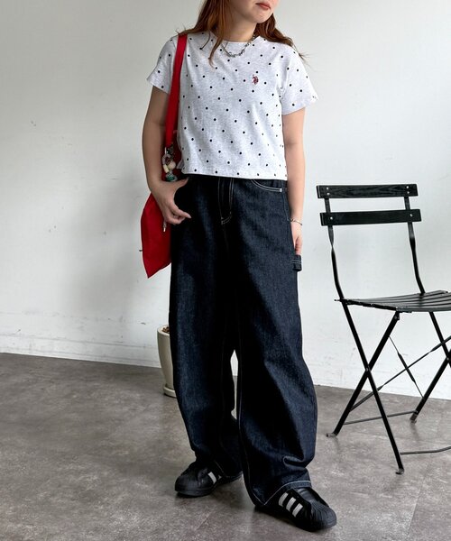 U.S. POLO ASSN.(ユーエスポロアッスン)の「【U.S. POLO ASSN.】アソートクロップドT(Tシャツ/カットソー・レディース・ネイビー/ホワイト/ブラウン/グリーン・FREE)」の7枚目の写真