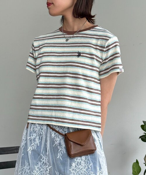 U.S. POLO ASSN.(ユーエスポロアッスン)の「【U.S. POLO ASSN.】アソートクロップドT(Tシャツ/カットソー・レディース・ネイビー/ホワイト/ブラウン/グリーン・FREE)」の6枚目の写真