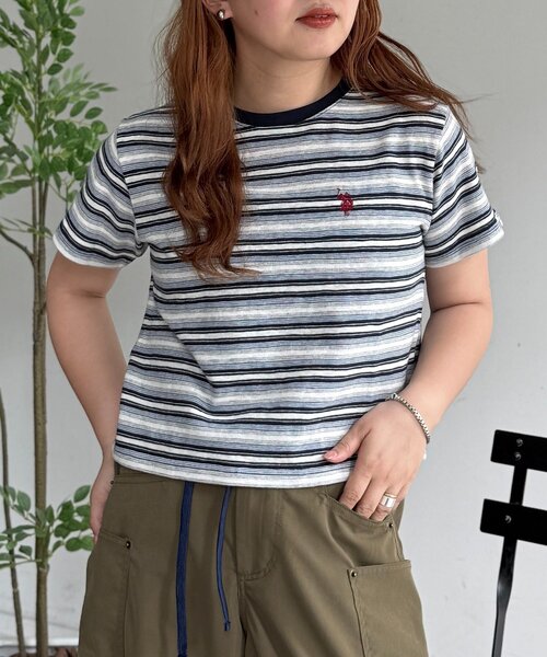 U.S. POLO ASSN.(ユーエスポロアッスン)の「【U.S. POLO ASSN.】アソートクロップドT(Tシャツ/カットソー・レディース・ネイビー/ホワイト/ブラウン/グリーン・FREE)」の17枚目の写真