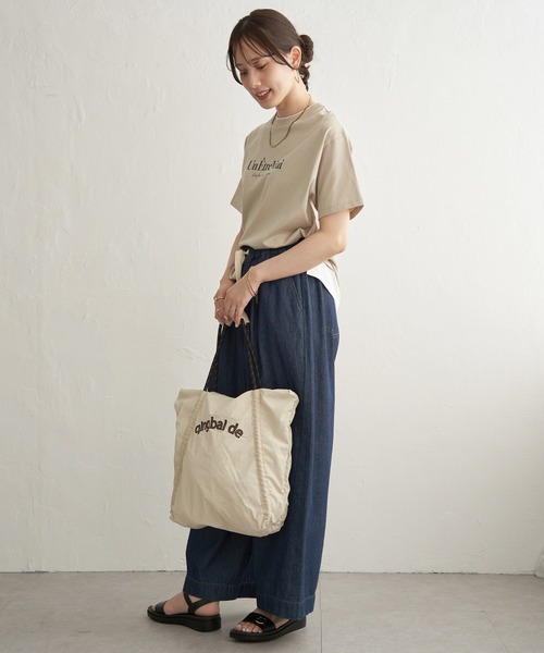 ikka(イッカ)の「【接触冷感】裾レイヤードプリントTシャツ(Tシャツ/カットソー・レディース・ベージュ/ネイビー/チャコール/グレイッシュベージュ/サックスブルー/グリーン・M/L/S)」の18枚目の写真