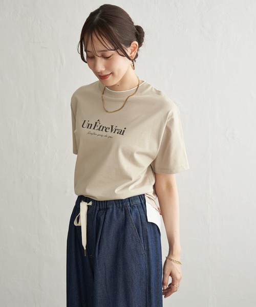 ikka(イッカ)の「【接触冷感】裾レイヤードプリントTシャツ(Tシャツ/カットソー・レディース・ベージュ/ネイビー/チャコール/グレイッシュベージュ/サックスブルー/グリーン・M/L/S)」の21枚目の写真