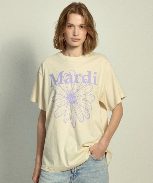 Mardi Mercredi（マルディメクルディ）の「TSHIRT FLOWERMARDI / Tシャツ フラワーマルディ（Tシャツ/カットソー・レディース・ベージュ系/ベージュ系その他3/クリーム/パープル/ラベンダー/ピンク/ベージュ系その他4/ベージュ系その他2/ブルー/マジェンタ・FREE）」の5枚目の写真