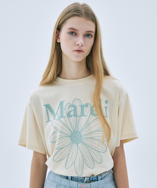 Mardi Mercredi（マルディメクルディ）の「TSHIRT FLOWERMARDI / Tシャツ フラワーマルディ（Tシャツ/カットソー・レディース・ベージュ系/ベージュ系その他3/クリーム/パープル/ラベンダー/ピンク/ベージュ系その他4/ベージュ系その他2/ブルー/マジェンタ・FREE）」の12枚目の写真