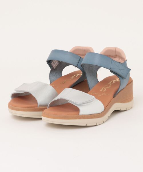 inter-chaussures(インターショシュール)の「【Marila】異素材コンビウエッジサンダル (E2121E)(サンダル・レディース・ブルー系その他/ブラウン系その他・36/38/35/37/39)」の2枚目の写真