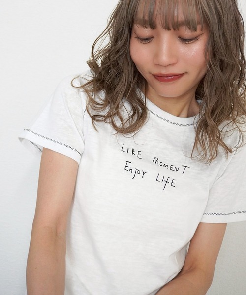 gossara(ゴサラ)の「【さりげない存在感】シアー手書きロゴT(Tシャツ/カットソー・レディース・ホワイト/グレー・FREE)」の15枚目の写真
