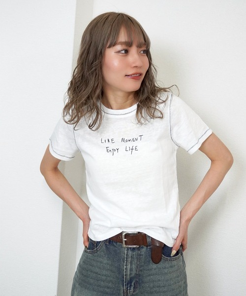 gossara(ゴサラ)の「【さりげない存在感】シアー手書きロゴT(Tシャツ/カットソー・レディース・ホワイト/グレー・FREE)」の16枚目の写真