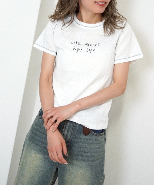 gossara(ゴサラ)の「【さりげない存在感】シアー手書きロゴT(Tシャツ/カットソー・レディース・ホワイト/グレー・FREE)」の14枚目の写真