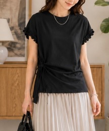 <新色登場> アシメドロストデザインTシャツ/袖フリルカットソー