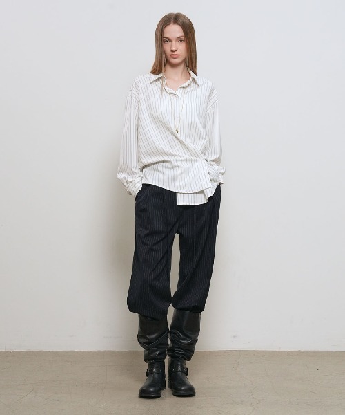 GENERAL IDEA(ジェネラルアイデア)の「【GENERAL IDEA】ルーズフィットボタンラップストライプシャツ / LOOSE FIT BUTTON WRAP STRIPED SHIRT(シャツ/ブラウス・レディース・ベージュ/ホワイト・L/M/S)」の16枚目の写真