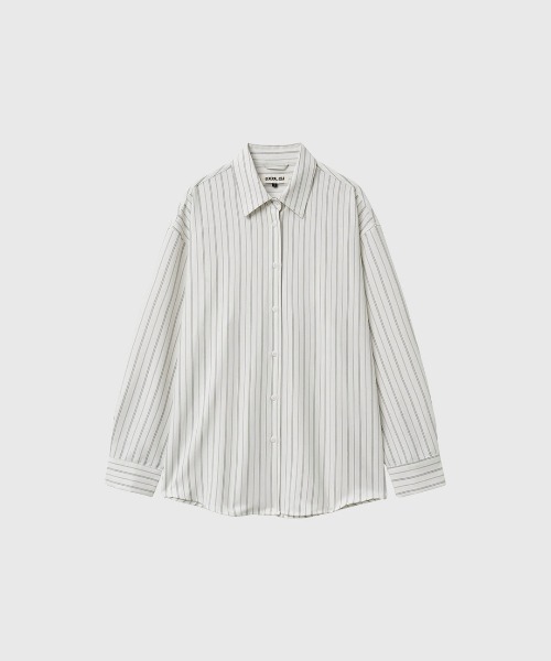 GENERAL IDEA(ジェネラルアイデア)の「【GENERAL IDEA】ルーズフィットボタンラップストライプシャツ / LOOSE FIT BUTTON WRAP STRIPED SHIRT(シャツ/ブラウス・レディース・ベージュ/ホワイト・L/M/S)」の6枚目の写真
