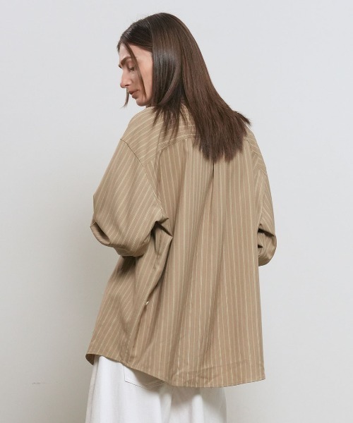 GENERAL IDEA(ジェネラルアイデア)の「【GENERAL IDEA】ルーズフィットボタンラップストライプシャツ / LOOSE FIT BUTTON WRAP STRIPED SHIRT(シャツ/ブラウス・レディース・ベージュ/ホワイト・L/M/S)」の10枚目の写真