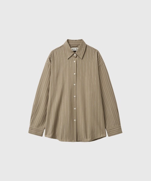 GENERAL IDEA(ジェネラルアイデア)の「【GENERAL IDEA】ルーズフィットボタンラップストライプシャツ / LOOSE FIT BUTTON WRAP STRIPED SHIRT(シャツ/ブラウス・レディース・ベージュ/ホワイト・L/M/S)」の4枚目の写真