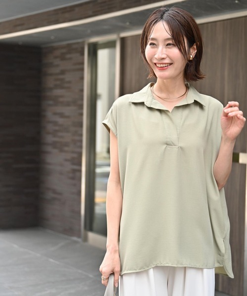 Ehre style(エーレスタイル)の「きちんと×涼しげ 夏の通勤着 ブラウス(シャツ/ブラウス・レディース・カーキ/グレー/ホワイト・FREE)」の3枚目の写真