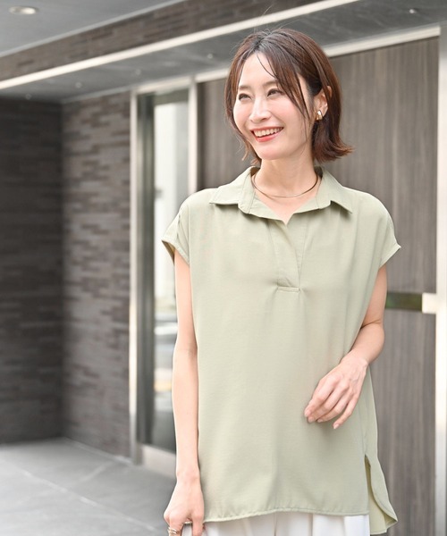 Ehre style(エーレスタイル)の「きちんと×涼しげ 夏の通勤着 ブラウス(シャツ/ブラウス・レディース・カーキ/グレー/ホワイト・FREE)」の4枚目の写真