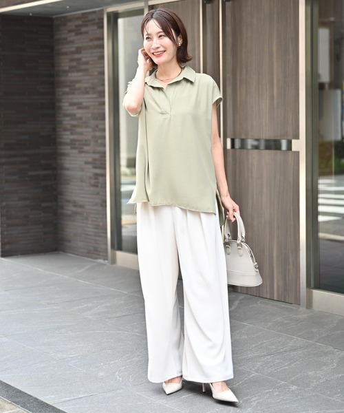 Ehre style(エーレスタイル)の「きちんと×涼しげ 夏の通勤着 ブラウス(シャツ/ブラウス・レディース・カーキ/グレー/ホワイト・FREE)」の8枚目の写真
