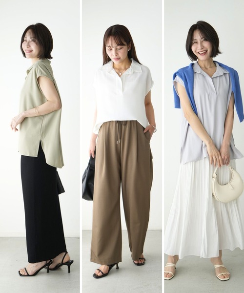 Ehre style(エーレスタイル)の「きちんと×涼しげ 夏の通勤着 ブラウス(シャツ/ブラウス・レディース・カーキ/グレー/ホワイト・FREE)」の10枚目の写真