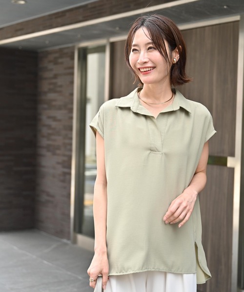 Ehre style(エーレスタイル)の「きちんと×涼しげ 夏の通勤着 ブラウス(シャツ/ブラウス・レディース・カーキ/グレー/ホワイト・FREE)」の22枚目の写真