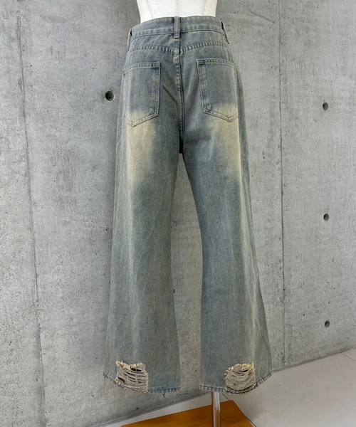 GLAMOROUS JANE（グラマラスジェーン）の「ダメージワイドデニムパンツ（デニムパンツ・レディース・ブルー・S/M/L）」の6枚目の写真