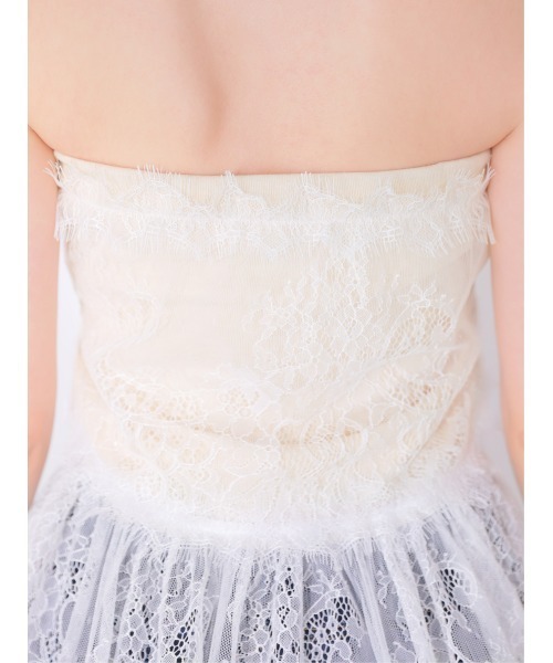 M me eme(エムミーエメ)の「Lace hem front heart bare tops(チューブトップ・レディース・ブラック/アイボリー・FREE)」の16枚目の写真