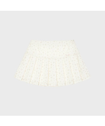 Floral Pleats Mini Skirt (Ivory)