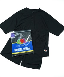 FRUIT OF THE LOOM（フルーツオブザルーム）の「"05"≪FRUIT OF THE LOOM≫2点セット ワッフル ヘンリーネック ルームウェア(半袖Tシャツ+ショートパンツ)（ルームウェア/パジャマ）」