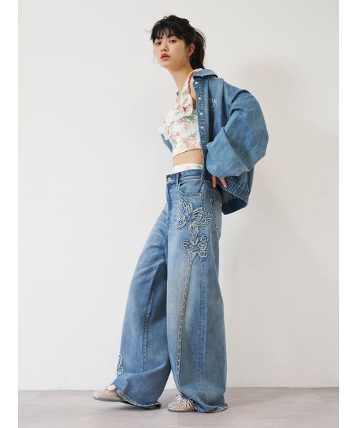 LILY BROWN（リリーブラウン）の「【LILY BROWN×ANNA SUI】スタッズデニムシャツブルゾン（ブルゾン・レディース・ピンク/その他/ライトブルー・F）」の9枚目の写真