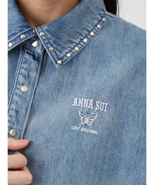 LILY BROWN（リリーブラウン）の「【LILY BROWN×ANNA SUI】スタッズデニムシャツブルゾン（ブルゾン・レディース・ピンク/その他/ライトブルー・F）」の15枚目の写真