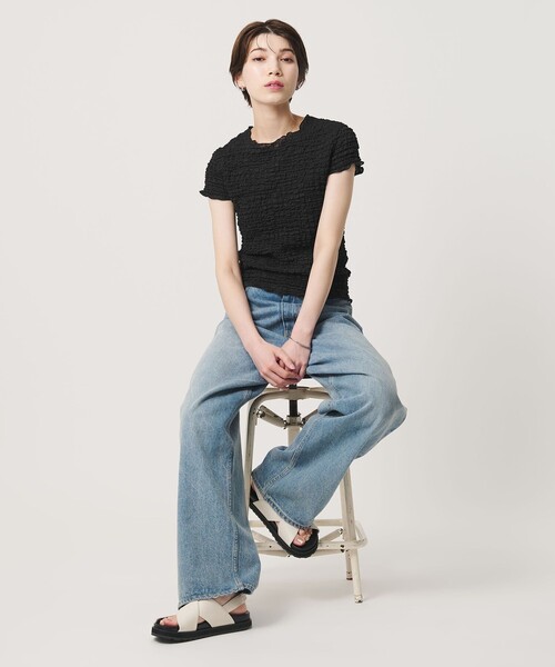 BEAUTY&YOUTH UNITED ARROWS(ビューティーアンドユースユナイテッドアローズ)の「【WEB限定】シュリンクレース プルオーバー(Tシャツ/カットソー・レディース・オフホワイト/ブラック/ライトブルー・FREE)」の21枚目の写真