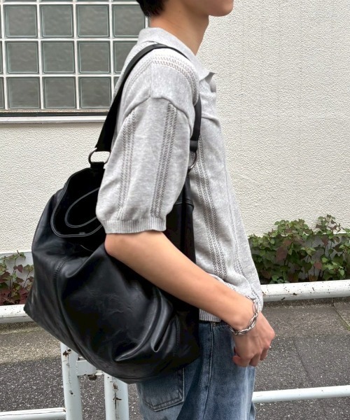 Chikashitsu +(チカシツプラス)の「【Chikashitsu +】punching summer knit polo (4color) / 【チカシツプラス】パンチングサマーニット半袖ポロシャツ<着用動画あり>(ポロシャツ・メンズ・ブラック/スカイブルー/チャコール/グレー・M/L)」の12枚目の写真