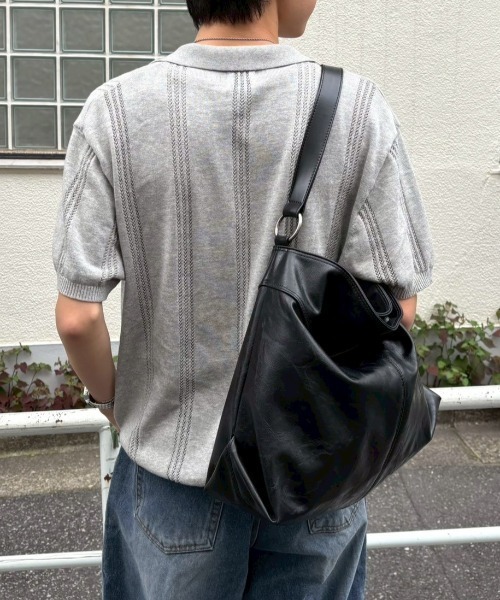 Chikashitsu +(チカシツプラス)の「【Chikashitsu +】punching summer knit polo (4color) / 【チカシツプラス】パンチングサマーニット半袖ポロシャツ<着用動画あり>(ポロシャツ・メンズ・ブラック/スカイブルー/チャコール/グレー・M/L)」の14枚目の写真