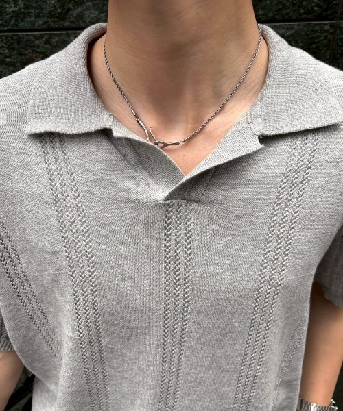 Chikashitsu +(チカシツプラス)の「【Chikashitsu +】punching summer knit polo (4color) / 【チカシツプラス】パンチングサマーニット半袖ポロシャツ<着用動画あり>(ポロシャツ・メンズ・ブラック/スカイブルー/チャコール/グレー・M/L)」の16枚目の写真