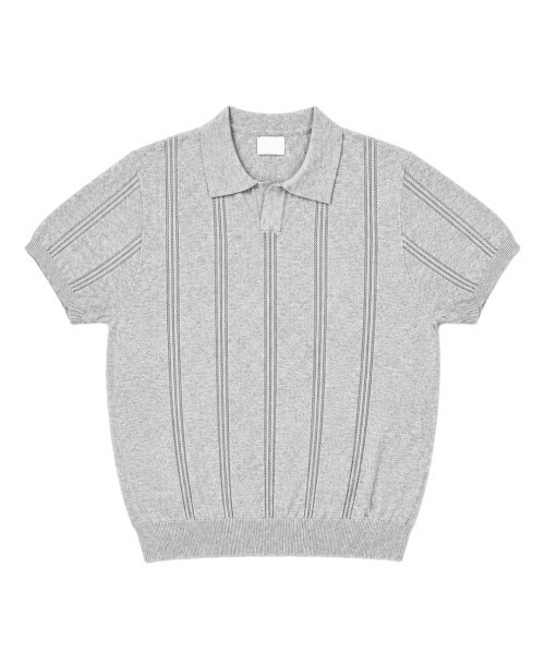 Chikashitsu +(チカシツプラス)の「【Chikashitsu +】punching summer knit polo (4color) / 【チカシツプラス】パンチングサマーニット半袖ポロシャツ<着用動画あり>(ポロシャツ・メンズ・ブラック/スカイブルー/チャコール/グレー・M/L)」の18枚目の写真