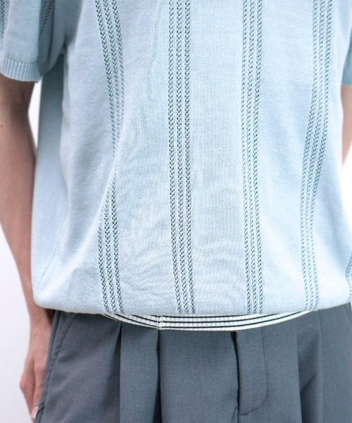Chikashitsu +(チカシツプラス)の「【Chikashitsu +】punching summer knit polo (4color) / 【チカシツプラス】パンチングサマーニット半袖ポロシャツ<着用動画あり>(ポロシャツ・メンズ・ブラック/スカイブルー/チャコール/グレー・M/L)」の22枚目の写真