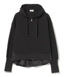 異素材 フレア パーカー