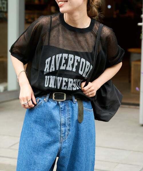 OUTDOOR PRODUCTS(アウトドアプロダクツ)の「シアーニットプリントTEE(Tシャツ/カットソー・レディース・アイボリー/グレー/ブラック・FREE)」の4枚目の写真